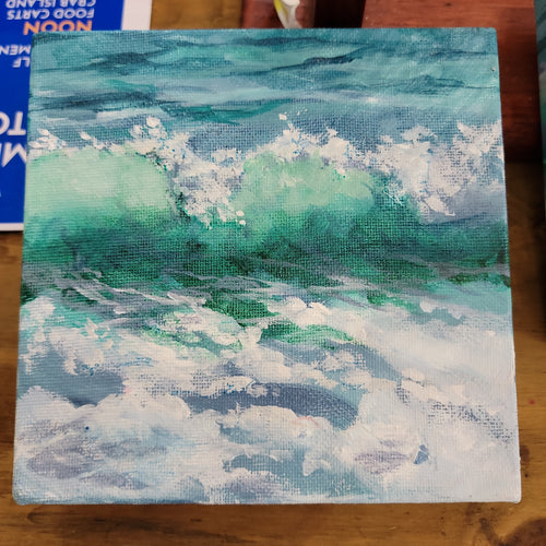 6x6 Wave Painting by Nancy Hogan Armour