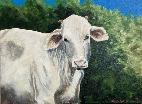 Close Up Cow Painting by Nancy Hogan Armour