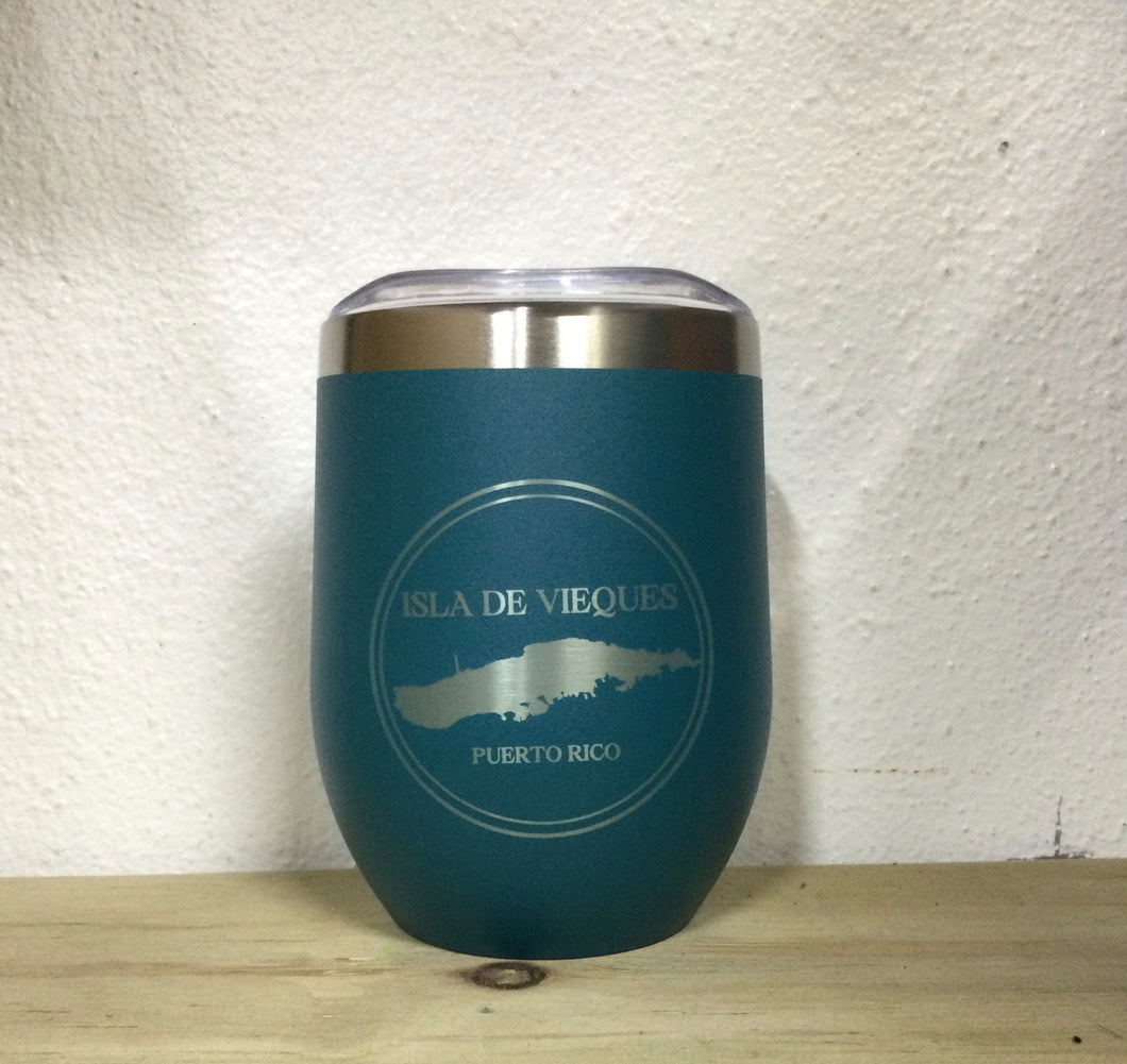 Isla de Vieques Map Tumbler 12oz, Teal