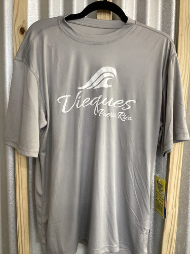 Men's Vieques Wave Short Sleeve Rashguard, Light Grey