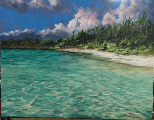 Big Beach Scene Painting by Nancy Hogan Armour