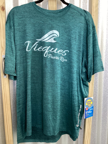 Men's Vieques Wave Short Sleeve Rashguard, Space Turquoise