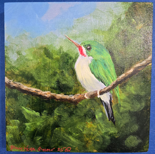 San Pedrito Bird Wood Painting by Nancy Hogan Armour