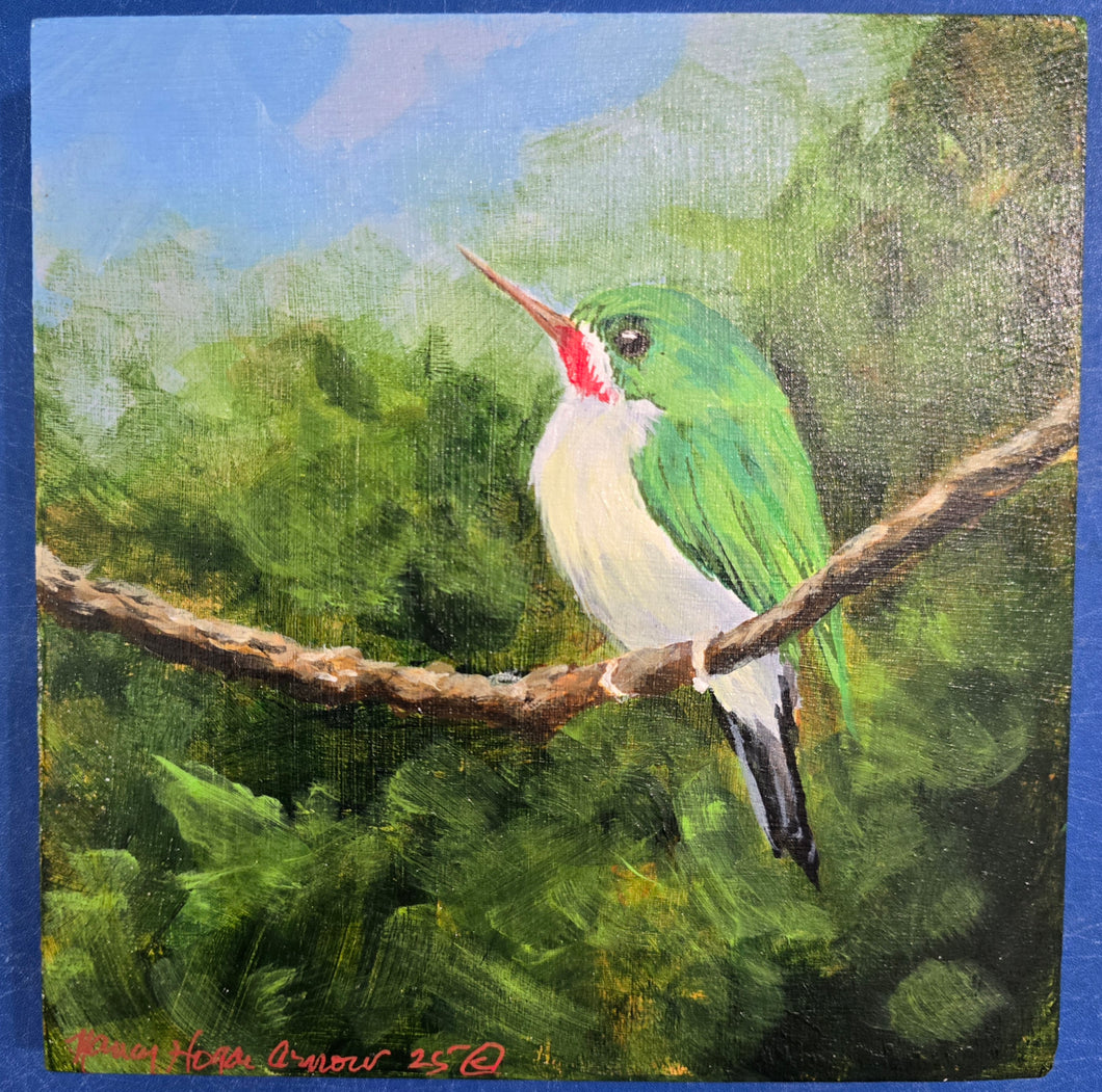 San Pedrito Bird Wood Painting by Nancy Hogan Armour