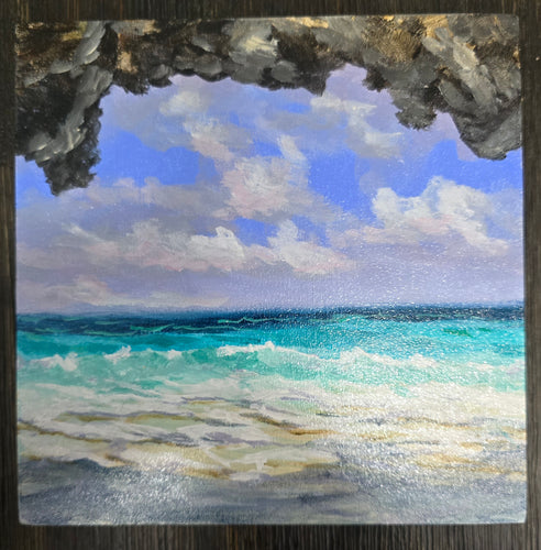 6x6 Open Cave Wooden Painting by Nancy Hogan Armour