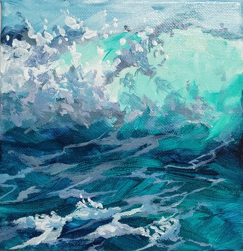 6x6 Wave Scene Painting by Nancy Hogan Armour