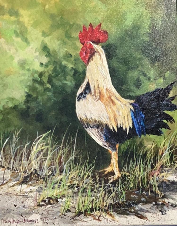 Prideful Rooster Painting by Nancy Hogan Armour