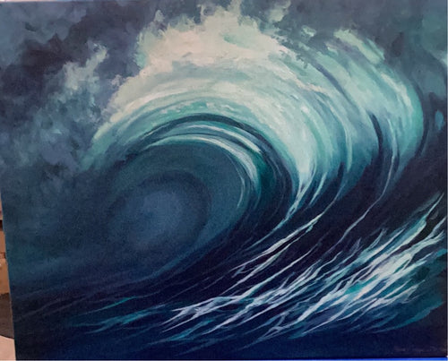 Dark Wave Painting by Nancy Hogan Armour