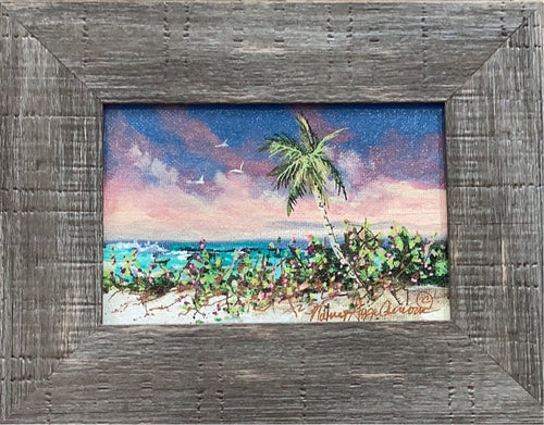 Framed Beach Palm Painting by Nancy Hogan Armour