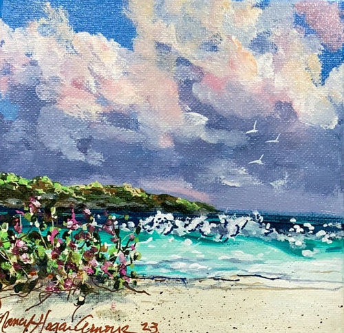 6x6 Beach Scene Painting by Nancy Hogan Armour
