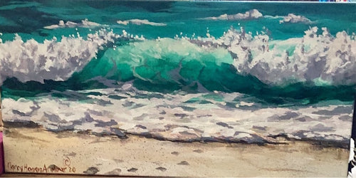 Island Shore Wave Painting by Nancy Hogan Armour