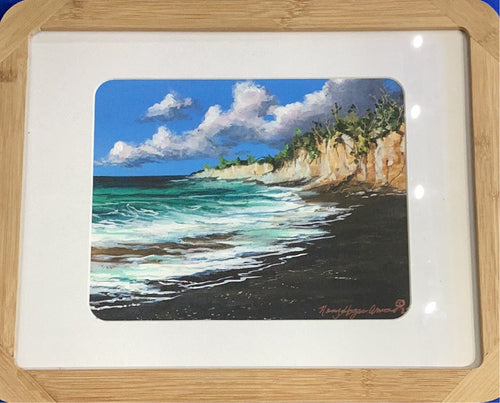 Framed w/ Glass Black Beach Painting by Nancy Hogan Armour