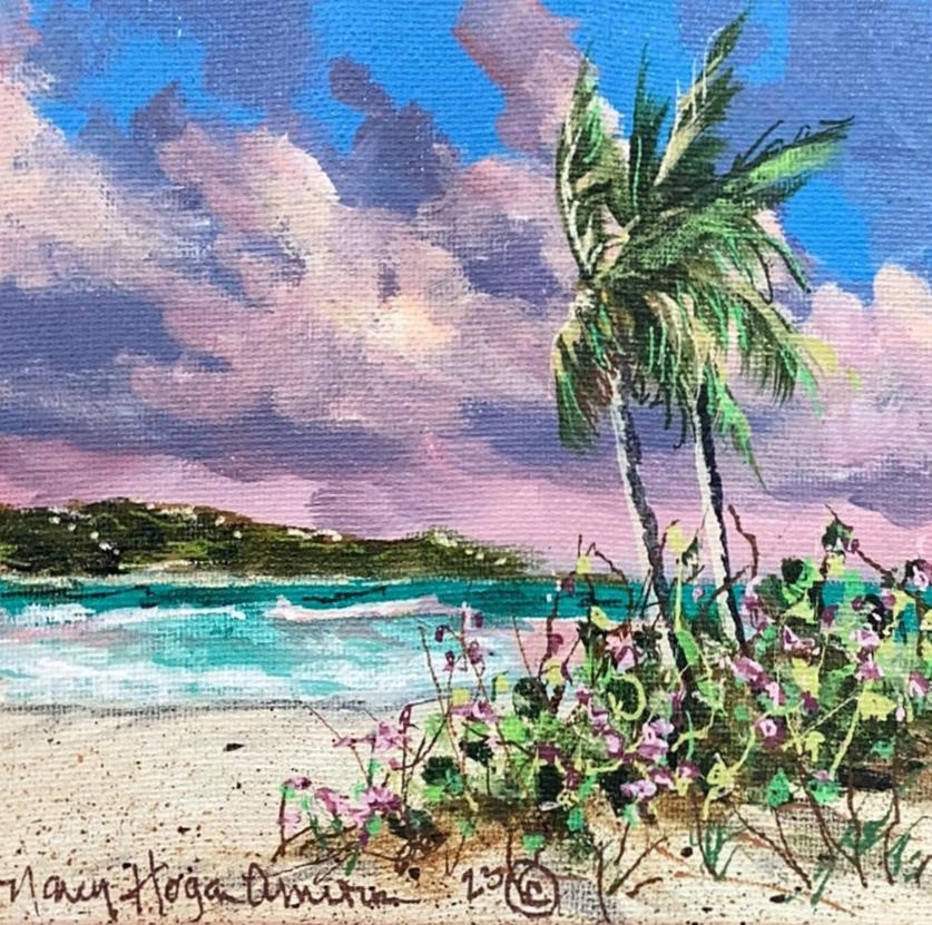 6x6 Beach Scene Painting by Nancy Hogan Armour