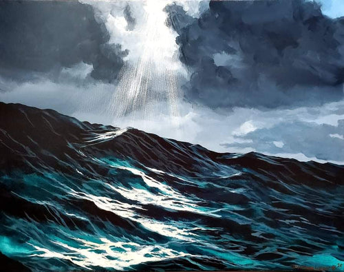 20x24 Moonlight Storm Original Painting by Nancy Hogan Armour